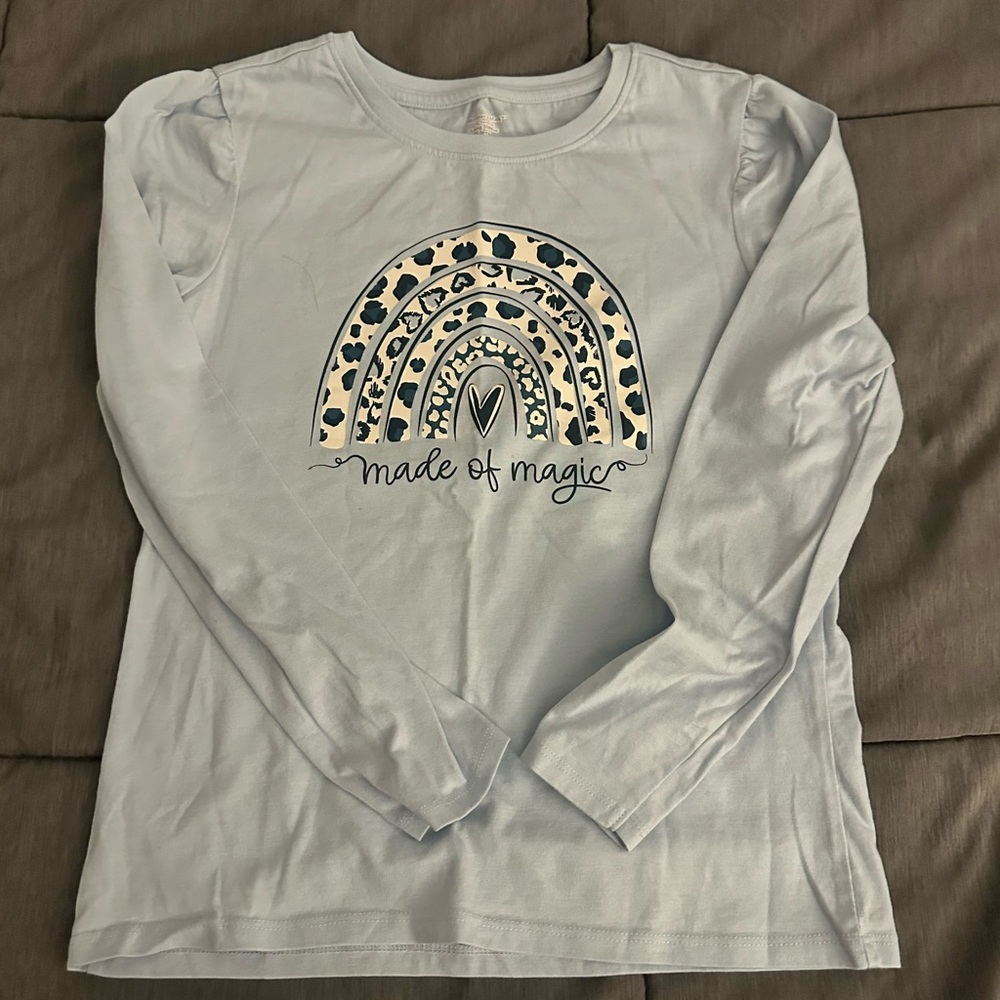 Blue Long Sleeve Tee Casual Cotton